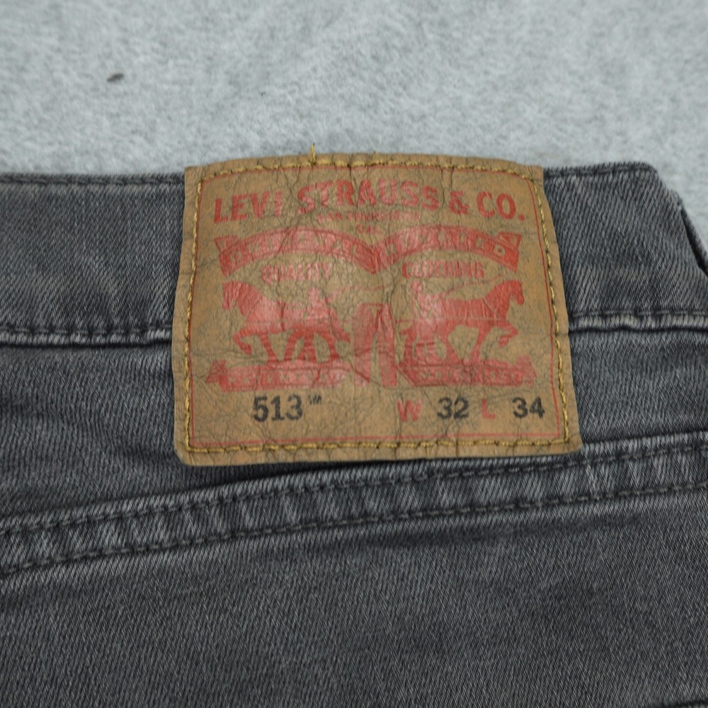 Levi's 513 Jeans Mens 32x34 Gray Denim WaterLess Slim Straight Casual - Picture 5 of 16